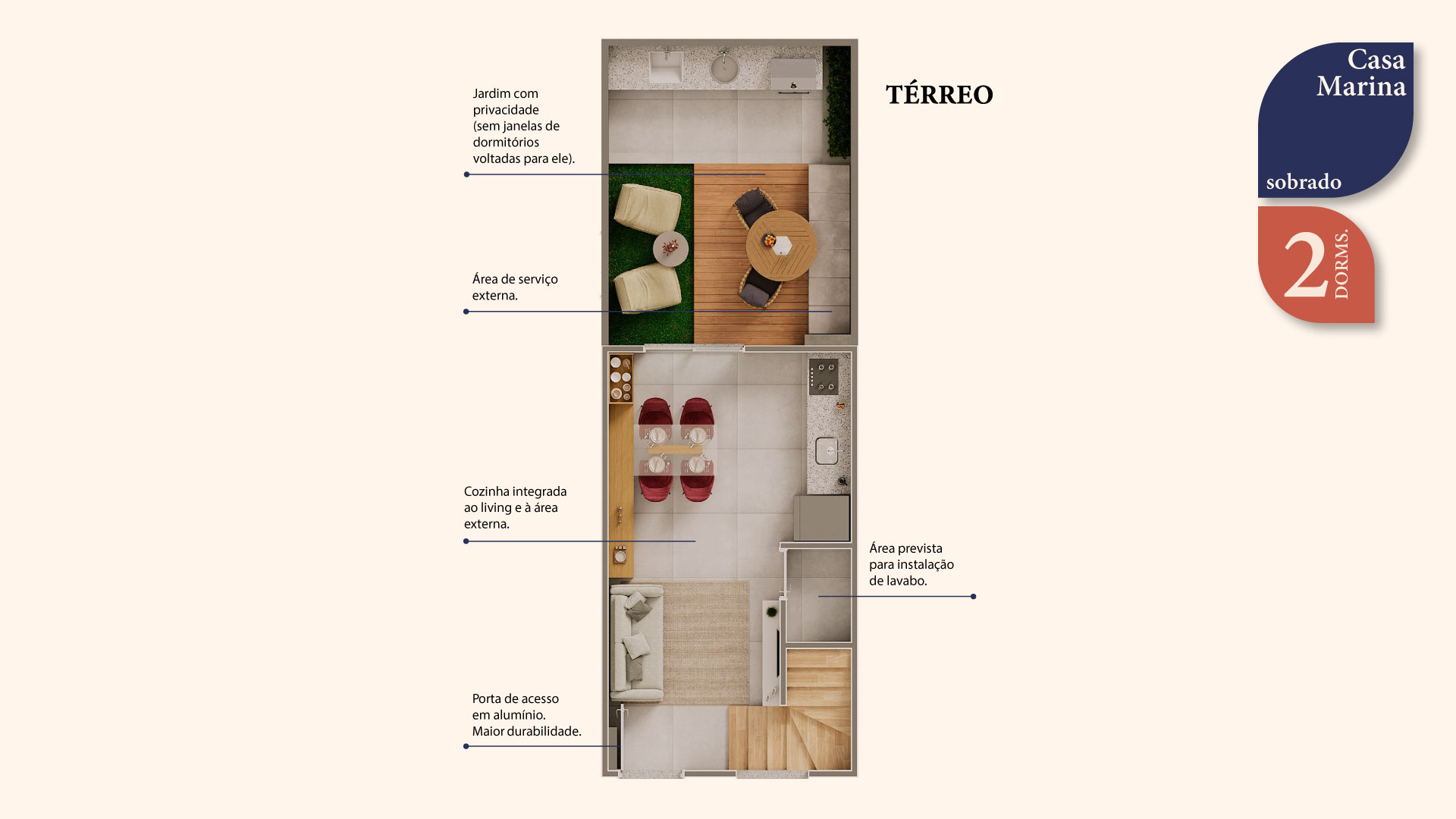 Casa Marina Sobrado 2 Dorms.